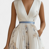 Elise Dress Midi Sleeveless Printed Floral and Pleated