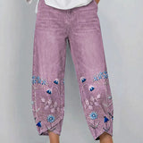 Brígida™ | Trousers Casual with Embroidery Floral