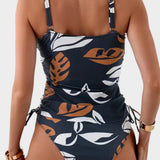EustaquiaTM | Swimsuit One-Piece tropical with detail of drawstring