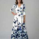 Celeste™ | Dress Midi Floral with Neckline Cruzado and Sleeve Three Cuartos