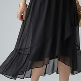 Elvira™ | Dress Midi Drapeado with Cinturón and Sleeve Codo