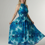 Silvana™ | Dress Midi Halter with Waist Gathered