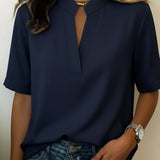 Margaux | Chic V-Neck Blouse with Gold Detail
