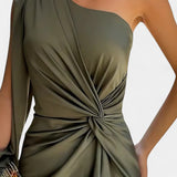 Charlotte Dress Asymmetric Drapado of A Shoulder