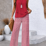 Ramona™ | Set Pink Top Liso and Trousers Stripes
