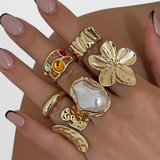 Anillo Abierto in Shape of Flor Líquida of Perla