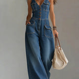 TrinidadTM | Dungarees long Denim Loose of Leg wide