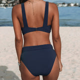 SinforosaTM | Bikini Solid of High-Rise with top in V