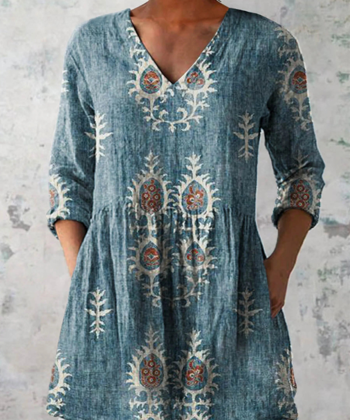 Elisa™ | Blouse Túnica with V-neckline