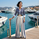 Inés™ | Two-Piece Set: Top of Linen and Trousers Print