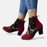 Petra™ | Botín of Heel Bloque with Lace Floral