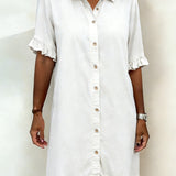 LuciaTM | Dress Shirt Denim with Ruffles