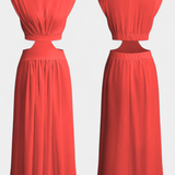 Jocelyn Long Set Minimalist with High Neck and Side Slit