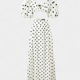 Sherine Skirt Set and Top Polka-Dot with Puff Sleeves