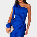Charlotte Dress Asymmetric Drapado of A Shoulder