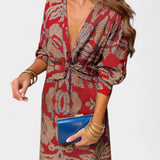 Elara Dress Maxi with V-neckline and Knot Front