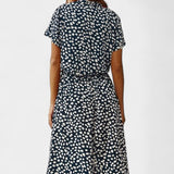 Rovena Dress Midi Polka-Dot with Neckline Shirt and Waist Adjustable