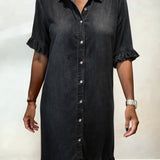 LuciaTM | Dress Shirt Denim with Ruffles