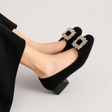 CasimiraTM | Pump of Suede with Broche Joya and Heel Block
