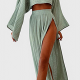 Martha Two-Piece Set with Skirt of Slit High