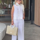 TrinidadTM | Set White Blouse and Trousers Wide