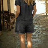 PurificacionTM | Set Denim Shirt and short of Short-Sleeve
