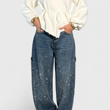 Dariya Jeans Cargo Balloon with Brillo and Aplicaciones of Rhinestones