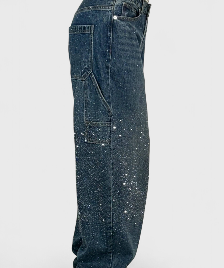 Dariya Jeans Cargo Balloon with Brillo and Aplicaciones of Pedrería