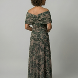 Calena™ | Dress Midi Off-Shoulder with Neckline Drapeado