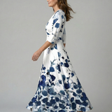 Celeste™ | Dress Midi Floral with Neckline Cruzado and Sleeve Three Cuartos