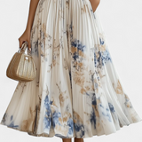 Elise Dress Midi Sleeveless Printed Floral and Pleated