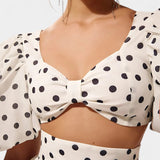 Sherine Skirt Set and Top Polka-Dot with Puff Sleeves