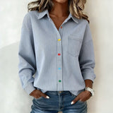 Rebeca™ | Shirt of Stripes Casual of Long-Sleeve
