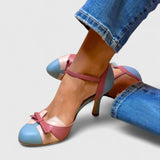 AuroraTM | Sandal of Heel with Tie and Toe Two-Tone