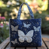 Maribel™ | Bolso Tote Artisan Printed of Mariposas Plateadas
