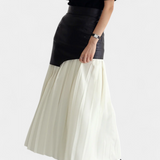 Noelle Skirt Maxi Asymmetric of Chifón and Leather Sintético