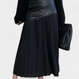 Noelle Skirt Maxi Asymmetric of Chifón and Leather Sintético