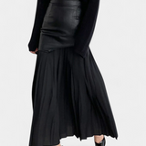Noelle Skirt Maxi Asymmetric of Chifón and Leather Sintético