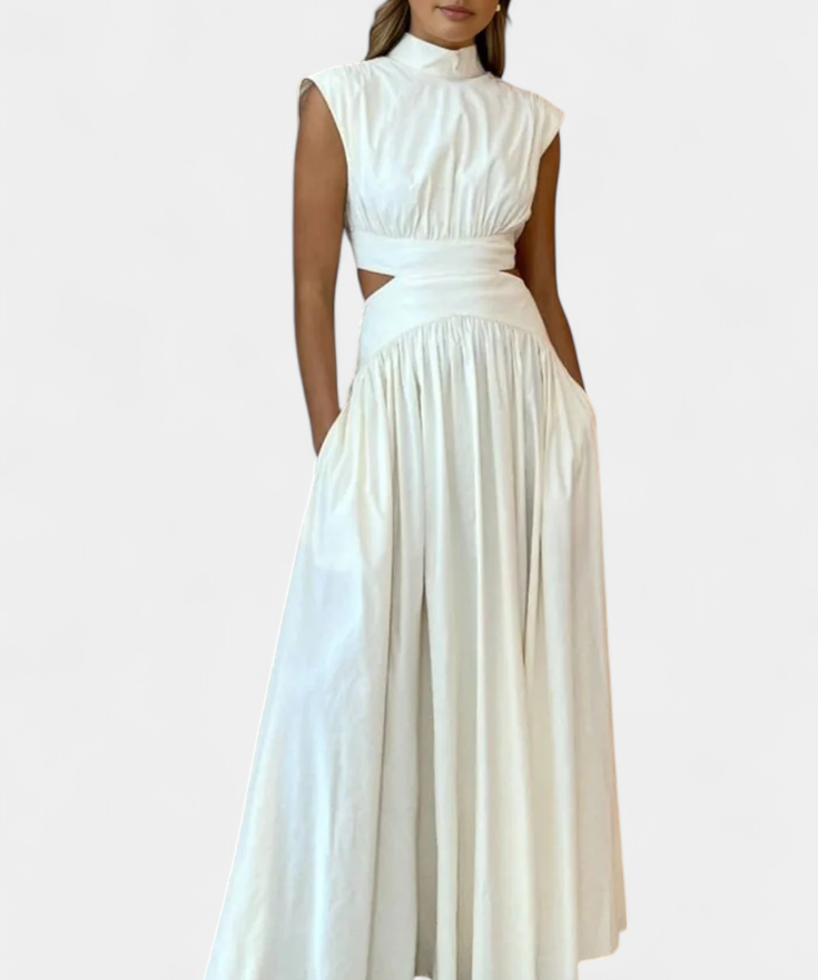 Jocelyn Long Set Minimalist with High Neck and Side Slit
