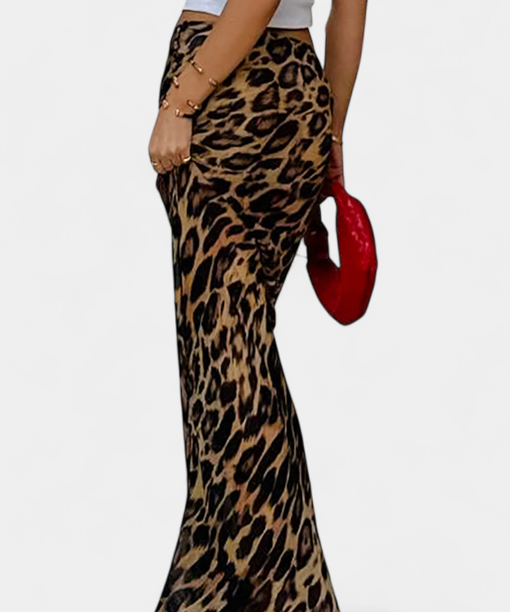 Elena Skirt Maxi Slim Printed of Leopardo