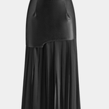 Noelle Skirt Maxi Asymmetric of Chifón and Leather Sintético