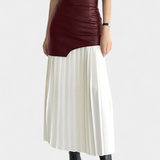 Noelle Skirt Maxi Asymmetric of Chifón and Leather Sintético