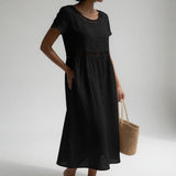 LiviaTM | Dress Midi in Linen Embroidery