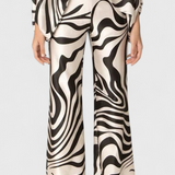 Sybella Two-Piece Set with Off-Shoulder and Wide-Leg Trousers Prints