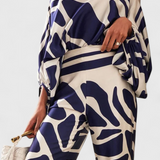 Sybella Two-Piece Set with Off-Shoulder and Wide-Leg Trousers Prints