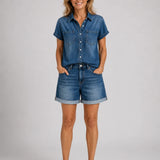 PurificacionTM | Set Denim Shirt and short of Short-Sleeve