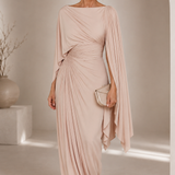 AlmudenaTM | Dress Long Pleated with Sleeve Cape
