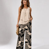 Ignacia™ | Set Blouse Beige and Trousers Botánico