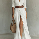 ELENATM | Dress MAXI Long Of Linen With long sleeves