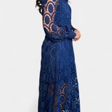 Jovie Dress Midi with Lace Embroidery with High Neck